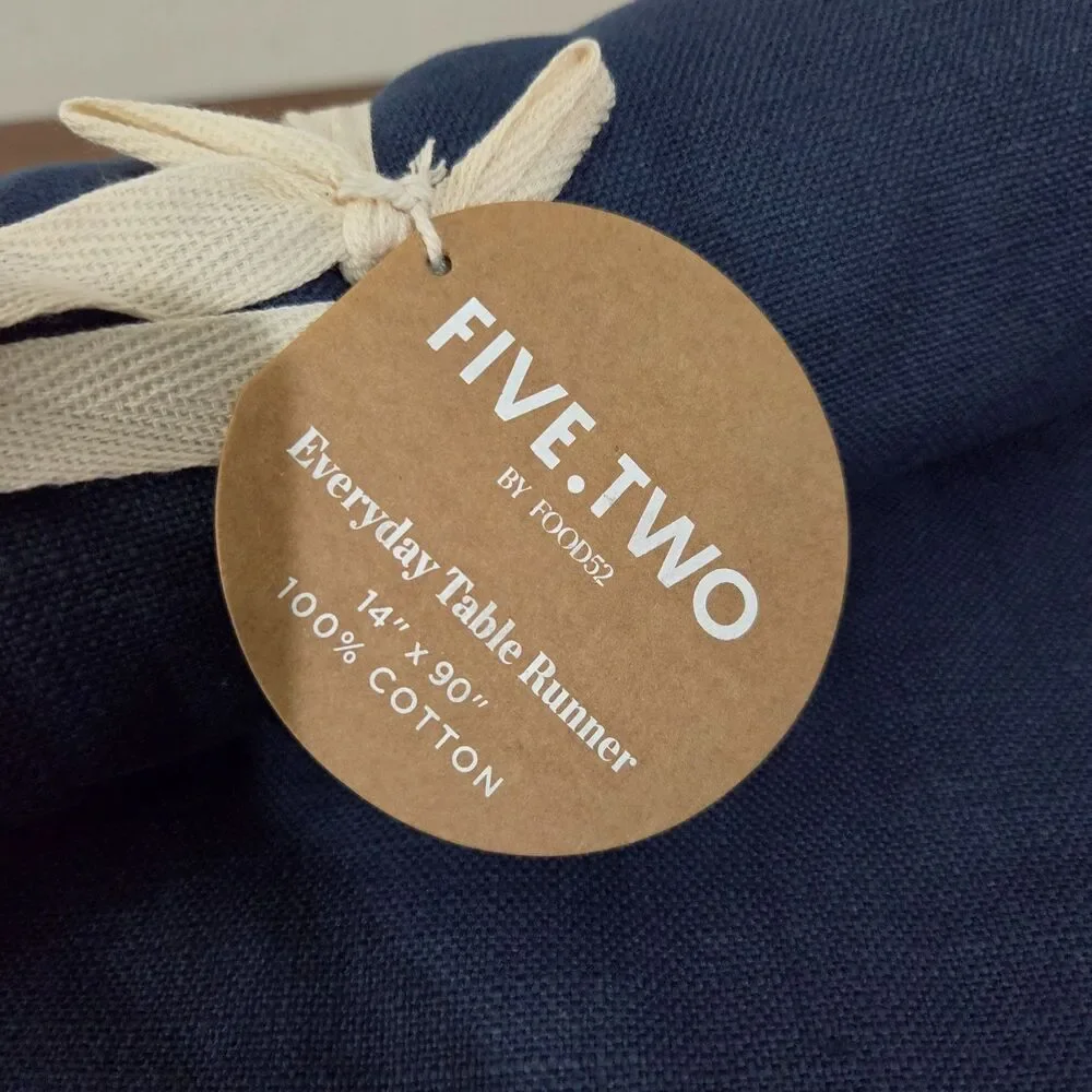 Food52 Five Two Navy Blue 100% Cotton Everyday Table Runner With 4 Placemats